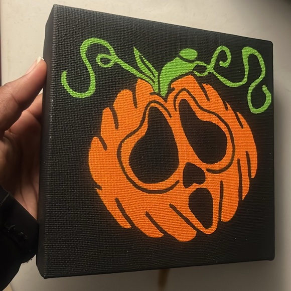 Canvas Painting Spooky Pumpkin - Picture 2 of 2